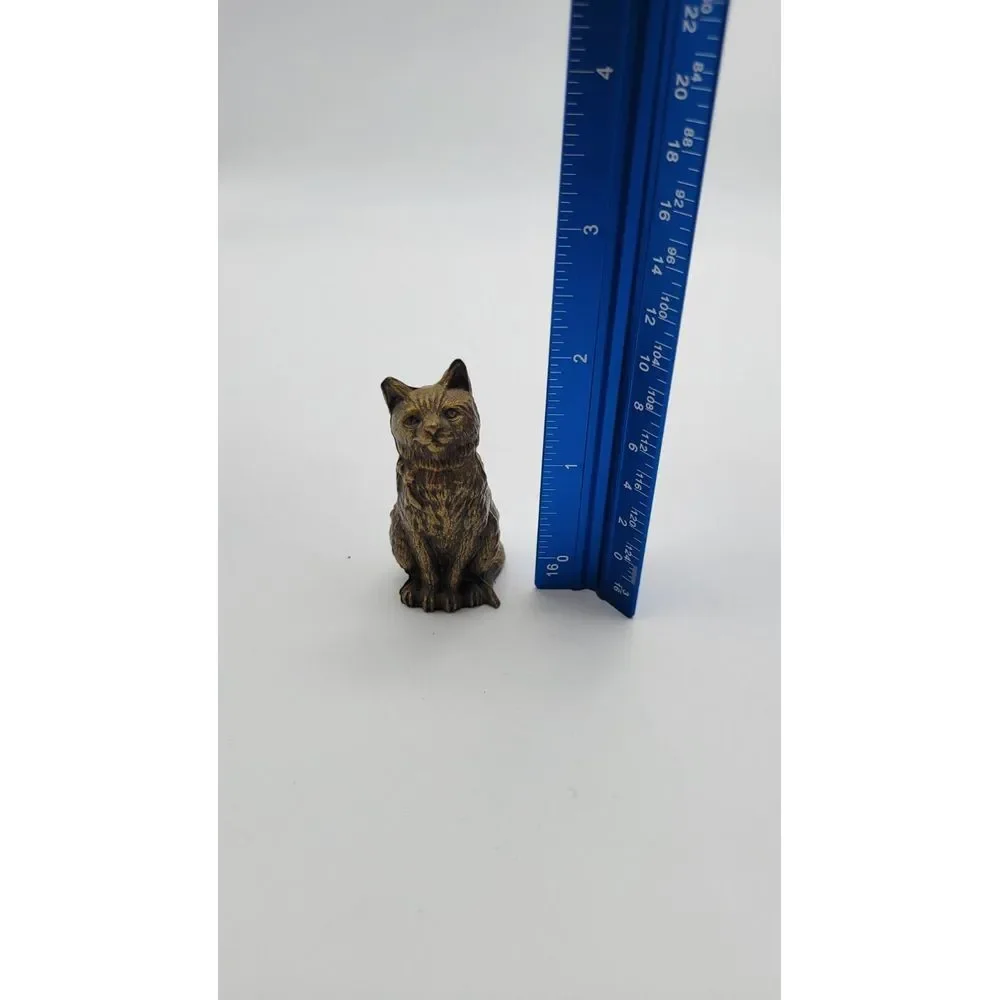 Vintage Brass‎ Look Resin Kitty Figurine Cat cute